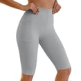 thumbnail image 4 of Yourumao Biker Shorts for Women with Pocket High Waisted Skinny Shorts Tummy Control Knee Length Pants Solid Summer Shorts for Athletic Workout, 4 of 6