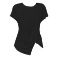 thumbnail image 4 of OSOLU Women Casual Loose Solid Color Crew Neck Mesh Knitted Jacquard Bat T-Shirt Short Sleeve Tee Tops Classic Women Tops Dressy Casual, 4 of 7