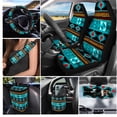 thumbnail image 2 of Yuyamidu Aztec Western Geometric Car Seat Cover Set of 15 Blue Steering Wheel Cover Seat Belt Pad Cover Trash Bin Rear View Mirror Cover Cup Holders Keychain Air Vent Storage Holder Car Decor, 2 of 7