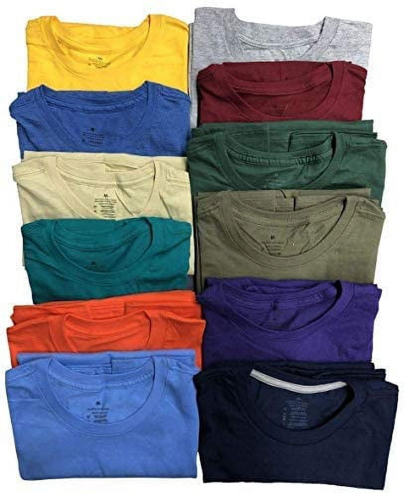 BILLIONHATS 12 Pack Plus Size Men's Cotton T-Shirt Bulk Big & Tall Short Sleeve Lightweight Premium Fitted Classic Tees, Size Medium