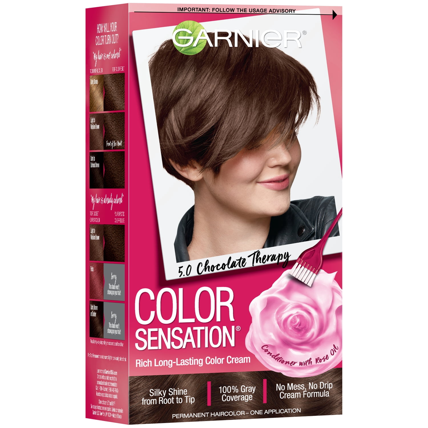 Garnier Color Sensation Hair Color Cream, 5.0 Chocolate Therapy Medium Natural Brown