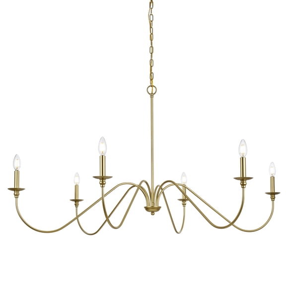 Living District Rohan 54" 6-Light Transitional Metal Chandelier in Brass