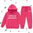 thumbnail image 2 of DGQPLPD Winter Girls Tracksuit Set Cozy Warm Jogger Pants And Hoodie Top With Adorable Print Designs For Toddler Youth Kids Outdoor 8-9 Years Hot Pink, 2 of 5