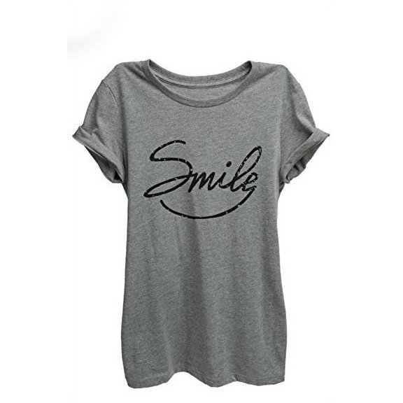 Thread Tank Smile Womens Relaxed T-Shirt Tee Heather Grey 2XL