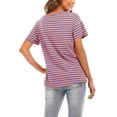 thumbnail image 4 of Niuer Women Vintage Short Sleeve V-Neck Striped Shirts Loose Casual Tee T-Shirt Comfy Button Tie Front Knot Tunic Blouse Tops Size S-2XL, 4 of 4