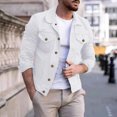 thumbnail image 2 of Fgnfyis Winter Jackets for Men Long Sleeve Denim Cardigan Casual Holiday Cargo Coat Mens Jacket White XXXL, 2 of 5