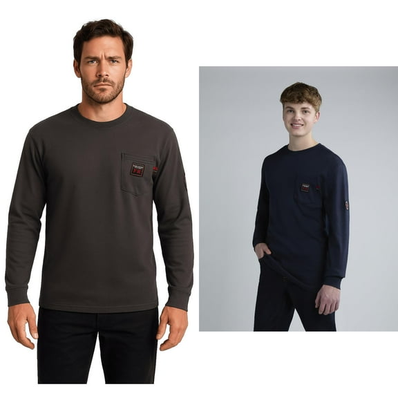 Bass Creek Outfitters Men's Flame Resistant Long Sleeve Crewneck Knit Top, Sizes M-XXL