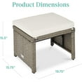 thumbnail image 2 of YANG2  Set of 2 Wicker Ottomans, Multipurpose Outdoor Furniture for Patio, Backyard, Additional Seating, Footrest, Side Table w/Removable Cushions, Steel Frame - White Sand/Taupe, 2 of 8