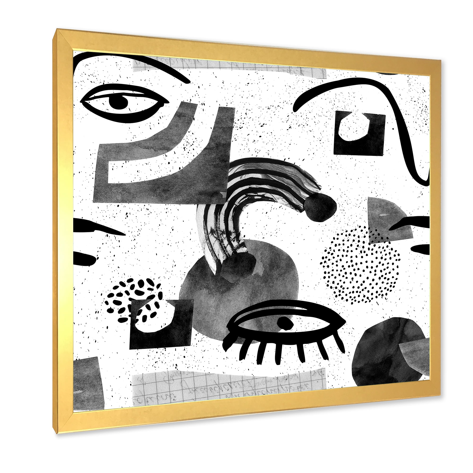 Designart 'Collage of Eyes And Doodles In Contemporary Style II' Modern Framed Art Print
