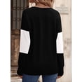 thumbnail image 5 of Women Blouses Dressy Casual Color Block Long Sleeve Shirts V Neck Tops Fall Outfits, 5 of 6