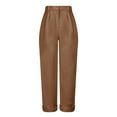 thumbnail image 3 of Hifoo Womens Corduroy Pockets Cropped Straight Leg Pants Elegant Casual Trousers Versatile Solid Color Slacks, 3 of 8