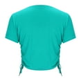 thumbnail image 6 of Crop Tops for Women Drawstring Side Slim Fit Shirts Crew Neck Short Sleeve Blouses Solid Color Casual Basic Tees (L, Mint Green), 6 of 7