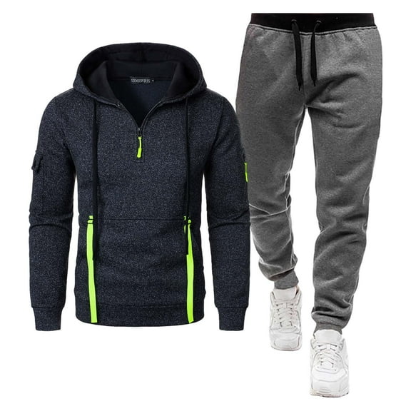 Aofany Men Tracksuit Set Solid Color 2 Piece Jogging Suits Hooded Sweatsuit Mens Hoodies And Sweatpants Long Sleeve Jogger Sets