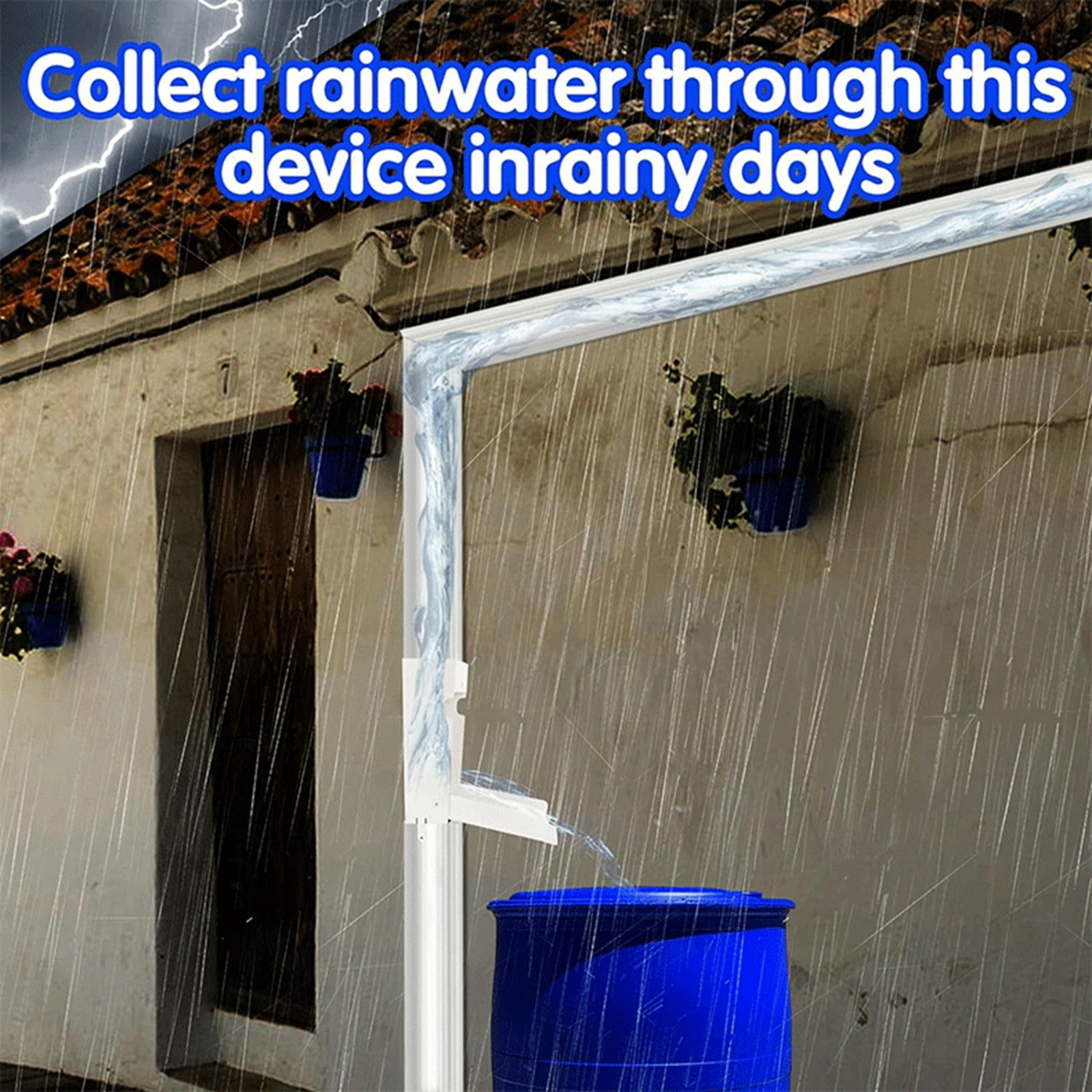 Metal Rainwater Collector for 3*4 Inch Downpipe Easy to Install for Water Reuse and Saving