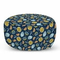 thumbnail image 1 of Fruits Pouf Cover with Zipper, Sliced Lemons and Oranges Citrus Fruit and Leaves Pattern on Blue Shaded Background, Soft Decorative Fabric Unstuffed Case, 30" W X 17.3" L, Multicolor, by Ambesonne, 1 of 5