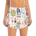 thumbnail image 2 of Vsdgher Spring Flowers Birds Print Women's Running Double Layer Shorts High Waisted with Pockets Elastic Yoga Workout Athletic Gym Sports, 2 of 8