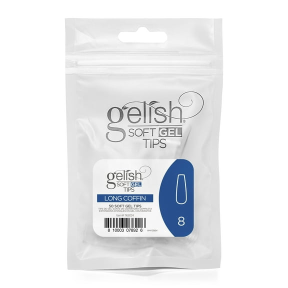 Nail Harmony Gelish Soft Gel Tips Long Coffin - 50 CT Size #8