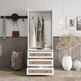 thumbnail image 3 of YIYADO Wardrobe with 3 Drawers High Wardrobe Wardrobe with Rattan for Living Room, Bedroom Storage Cabinet, 3 of 6