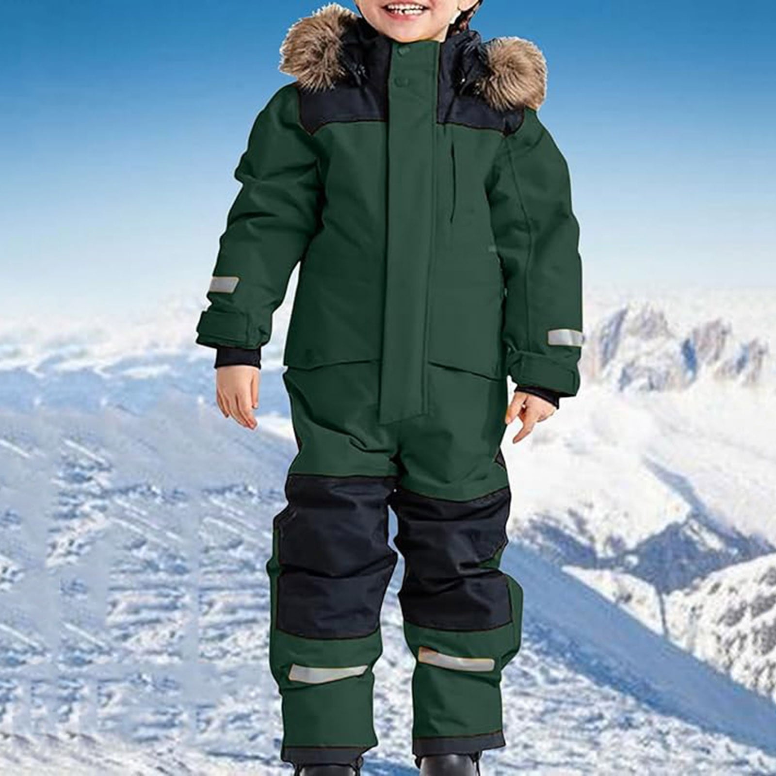 Acheter Combinaisons de neige une pièce pour garçons et filles, combinaisons de ski, manteaux imperméables d'hiver, combinaisons pour bébés tout-petits 12 mois-5 ans, blanc, rose, vert, bleu marine