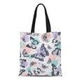 thumbnail image 1 of JSDART Sac Fourre-Tout en Toile Motif Papillons Roses Abstrait Dessin Mignon Fleur Beau Durable Réutilisable Épaule Courses, 1 of 1