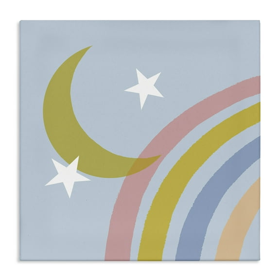 Stupell Industries Rainbow And Moon Shape Landscape & Nature Painting Wrapped Canvas Art Print Wall Art, 17 x 17