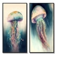 thumbnail image 2 of Designart "Colorful Deepsea Jellyfish Display I" Animal Fish Framed Wall Art Set Of 2 - Children's Art Blue Gallery Wall Frame Set For Home Decor, 2 of 6