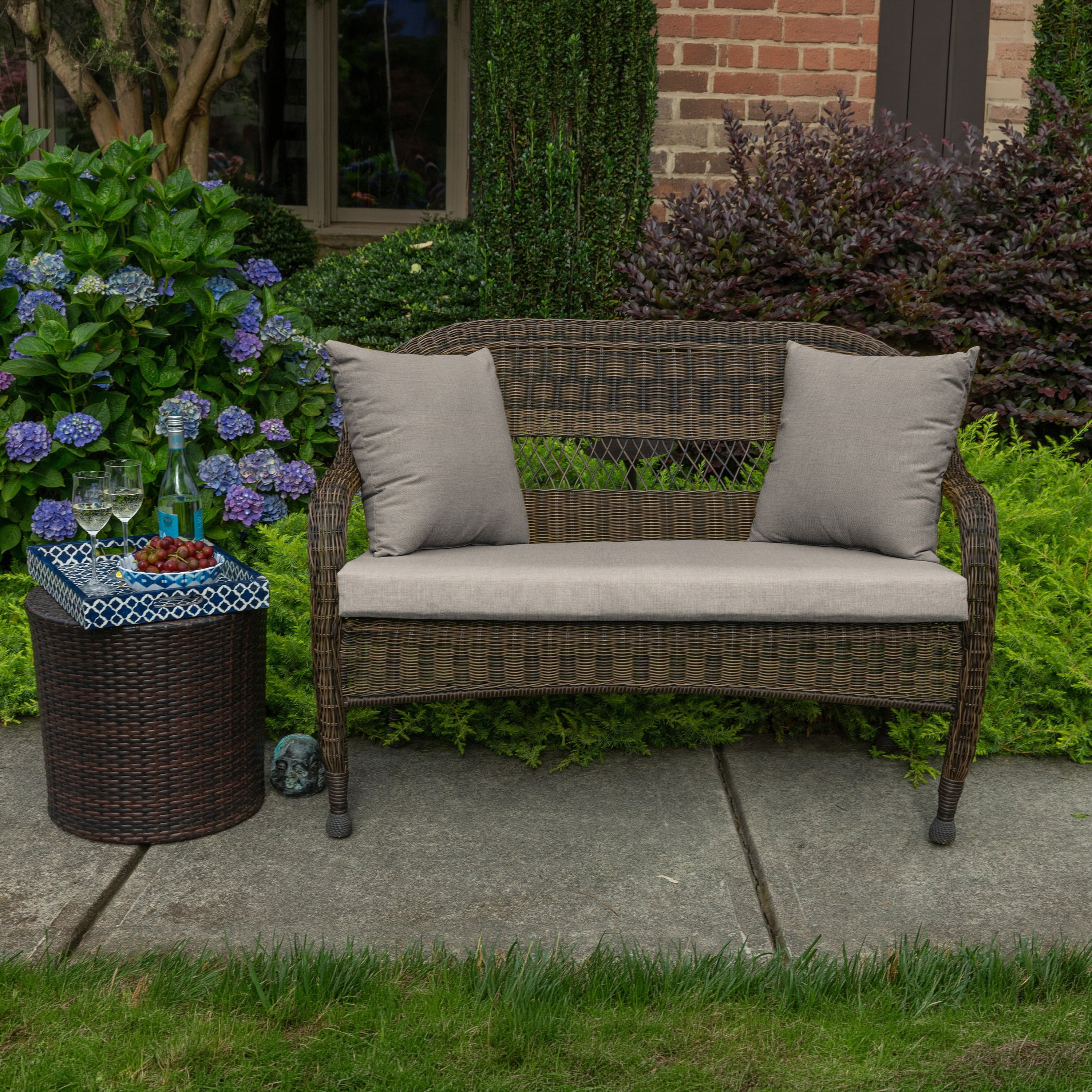 Casual Cushion Outdoor Throw Pillow, Sunbrella Fade & Water Resistant for Patio Furniture, Adirondacks & Porch Swings, 15"W x 15"L, 6" thick, Reversible, Cast Silver
