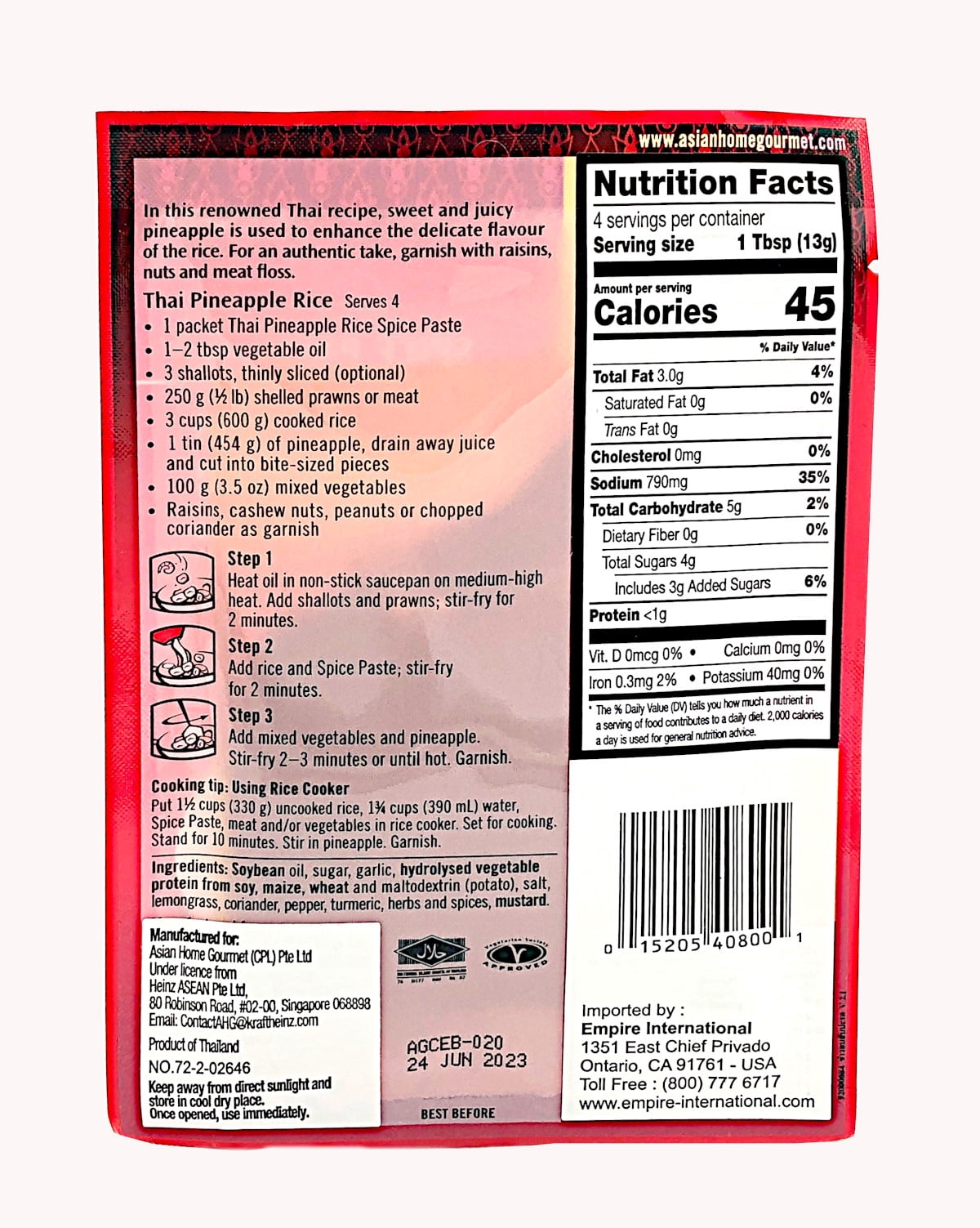 Asian Home Gourmet Thai Pineapple Rice Pack of 5