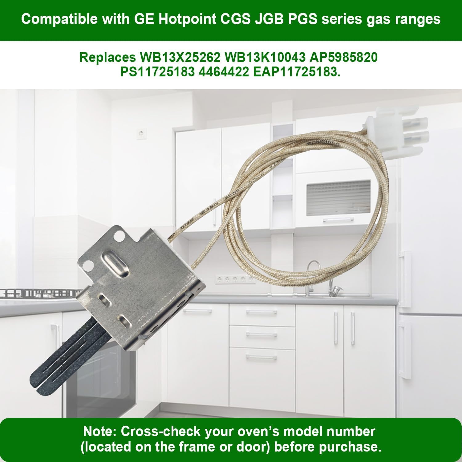 WB13X25262 WB13K10043 Gas Oven Range Igniter Compatible with GE Oven Igniter Replacement Parts WB13K10041 AP5985820 PS11725183 Gas Range Oven Igniter Glowbar