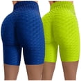 thumbnail image 1 of Gibobby Pantalon cortos yoga mujer Pantalones de cintura elástica alta para fitness, pantalones cortos de Yoga arrugados para mujer, pantalones de Yog(Azul,M), 1 of 5