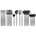 thumbnail image 1 of Dznils Ensemble de Couverts en Acier Inoxydable 24 Pcs, Ensemble d'Ustensiles Noirs, Service de Vaisselle pour 6, 1 of 6