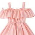 thumbnail image 4 of Girls Pink Off Shoulder Ruffle Dress Kids A-Line Sleeveless Summer Casual Party Dress Pink,Size 1-2T, 4 of 5