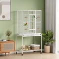 thumbnail image 2 of PawHut 64" Large Bird Cage, Rolling Metal Parrot Cage, White, 2 of 10