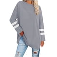 thumbnail image 1 of Blouse Polyester à Manches Longues Col Rond Couleur Unie Décontractée pour Femmes (Gris, P), 1 of 5