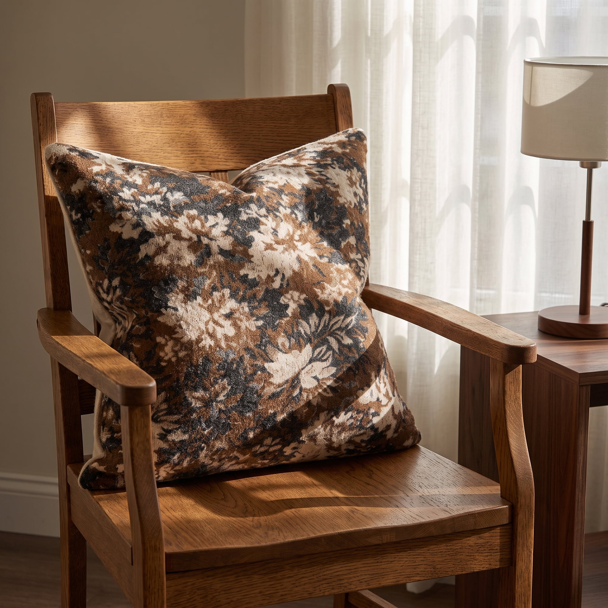 Unique Bargains 2Pcs Floral Throw Pillow Covers Chenille Cushion Cases Caramel 18"x18"