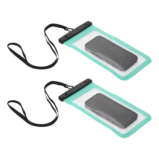 Unique Bargains 2 Pcs Mobile Waterproof Bag Green Universal Waterproof Case Compatible for Phone 5.51"x10.43"