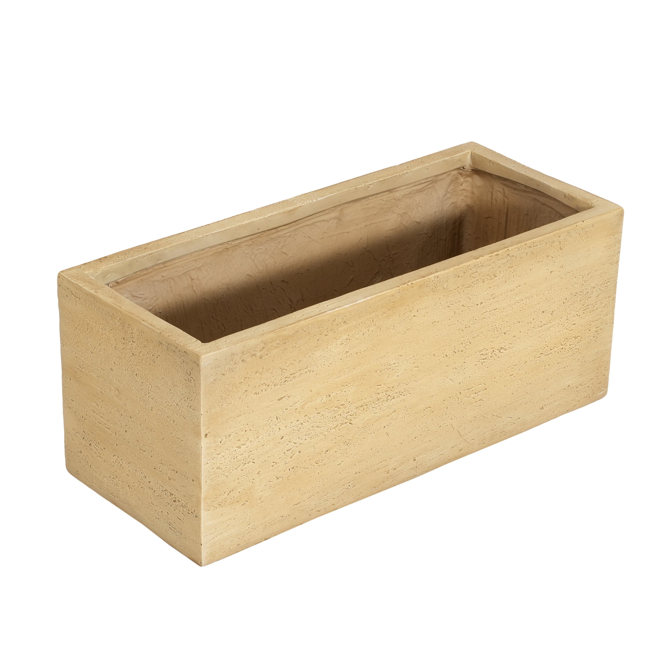 Christopher Knight Home 31.25" Handmade MGO Rectangular Planter Box with Drainage Hole, Travertine Beige, Set of 2
