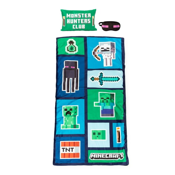 Set Sleepover Jay Franco Minecraft Creeper con almohada y máscara de ojos