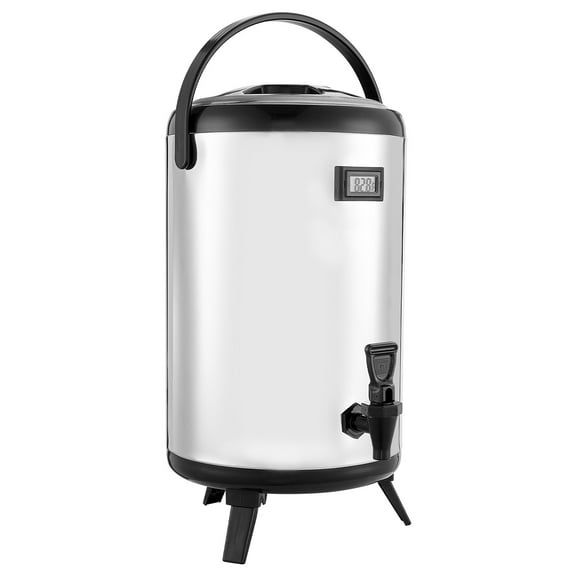 KFFKFF 3.2 Gal/12L Insulated Beverage Dispenser, Stainless Steel Thermal Drink Server with Spigot & Temperature Display, Ideal for Hot and Cold Beverages like Tea, Coffee, and Water in Cafes