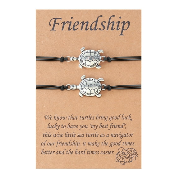 Back to School Bohemian Turtle Bead Bracelet Adjustable Hand Woven Vintage Bracelet With Card for Friendship Jewelry
