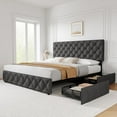 thumbnail image 6 of GARVEE King Size Bed Frame, with Adjustable Headboard, 4 Storage Drawers, Gray, 6 of 6