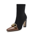 thumbnail image 7 of Fesfesfes Cowgirl Boots for Teen Girls Pointed Zip Shoes Winter Solid Color Fashion Square High Heel Chain 5.5(36), 7 of 7
