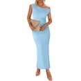 thumbnail image 1 of Vestido largo BTFBM para mujer, verano 2025, con abertura fruncida en un solo hombro, 1 of 7
