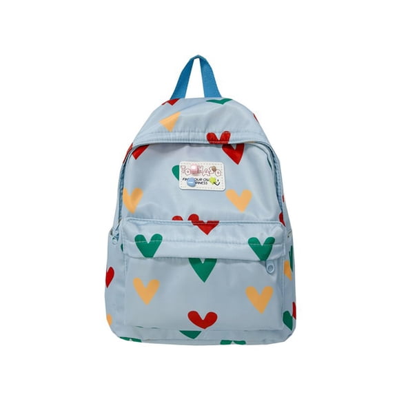 URSOFINE Heart Print Backpack Cute Casual Bag with Plush Charm