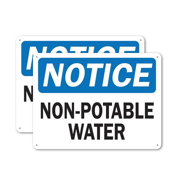 (2 Pack) Non-Potable Water OSHA Notice Sign 24 Inch X 18 Inch Indoor / Outdoor Rust-Free Aluminum Metal Signs for Workplace, Workshop, and Construction Site, Made in the USA