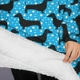thumbnail image 3 of Oversized Wearable Blanket Hoodie,Blue Dachshunds Dog Sherpa Blanket Hoodie with Super Pockets,Super Warm Fuzzy Pullover for Women & Men, 3 of 6
