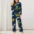 thumbnail image 2 of Fuzoiu Funny Spaceships Print Women's Long-Sleeved Pajama,Lounge Button Down Nightwear,Womens Notch Collar Pajama Set-Small, 2 of 7