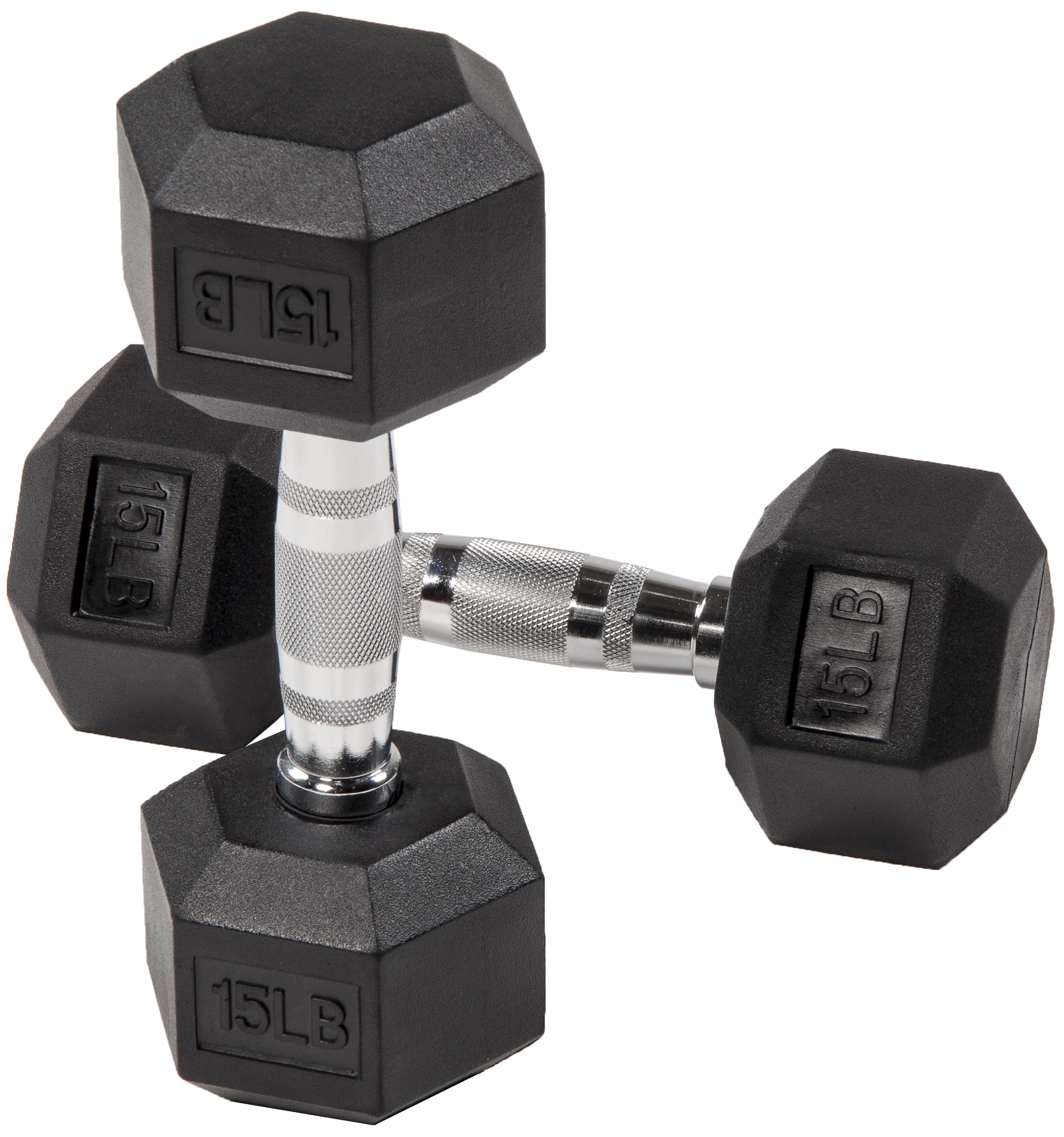 BalanceFromÂ&nbsp;Rubber Encased Hex Dumbbells, 15 lbs Pair
