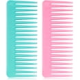 thumbnail image 1 of Wide Tooth Comb for Curly Hair Wet Dry Hair, No Handle Detangler Comb Styling Shampoo Comb (Cyan, 2 Pieces), 1 of 6