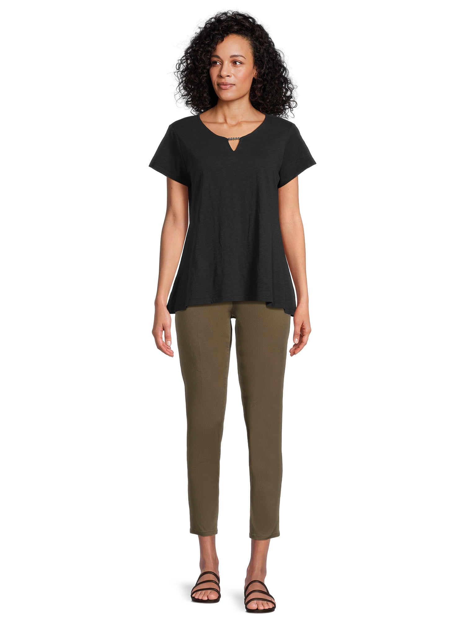 RealSize Women's Sharkbite Hem Tee with Short Sleeves, Sizes XS-XXXL